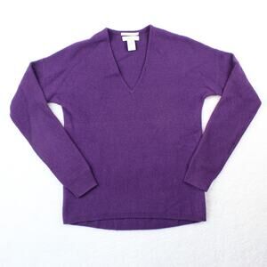 Nordstrom 100% Cashmere Sweater Womens Small Purple Ribbed Soft Minimalist